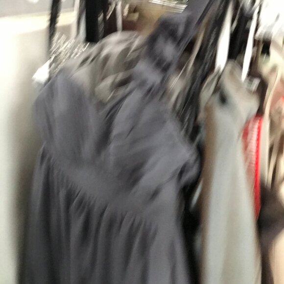 Knee-Length Chiffon Bridesmaids Dress, Charcoal Grey gray 1 Shoulder with Flower - Picture 1 of 4